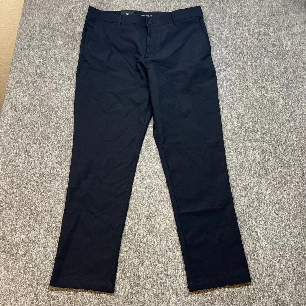 Banana Republic Mens Black Flat Front Stretch Pants Size 34x30 New With Tags